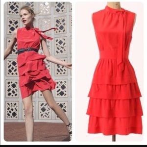 Anthropologie Girls from Savoy red silk dress